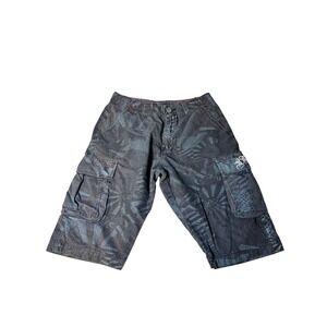 Billabong Mens Cargo Board Shorts Gray Blue Tribal Sun Print Hybrid Size 30